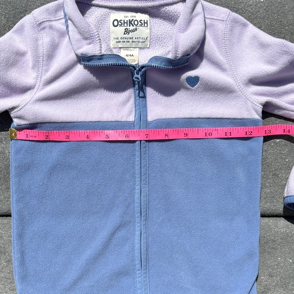 OshKosh B'gosh Kids Purple and Blue Fleece Lightweight Zip Sweatshirt, Size 4